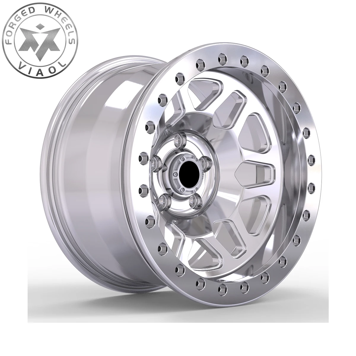 Viaol New Chrome  Forged Truck Offset Aluminum Beadlock  Wheels 4x4 Car Rims 6x139.7 8x170 17x10J for Drag Racing