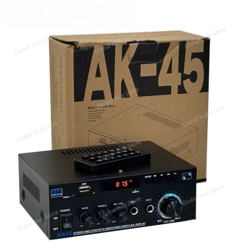 

Ak45/220v12v110v Multi-function Bluetooth Power Amplifier, Household Small Mini Karaoke Power Amplifier HIFi