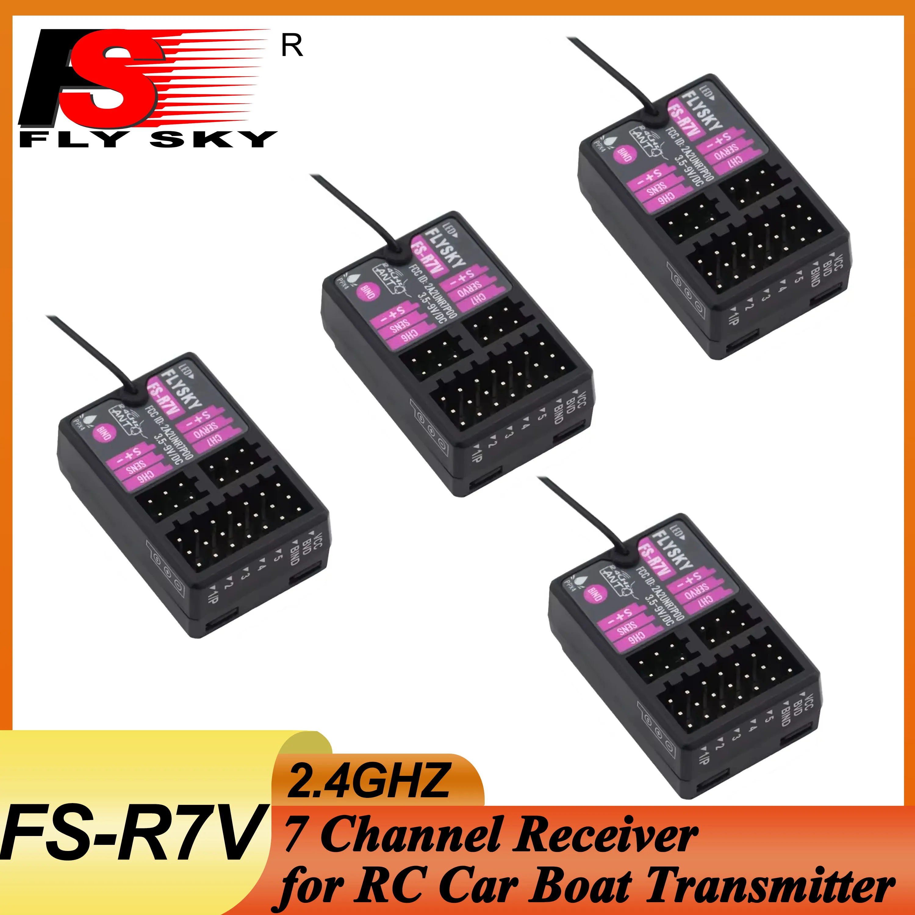 

1/2/4PCS FLYSKY FS-R7V 7CH 2.4G 7 Channel Gyro Receiver 3.5 ~ 9V/DC ANT Single Antenna PWM for RC Car Boat Transmitter FS-G7P