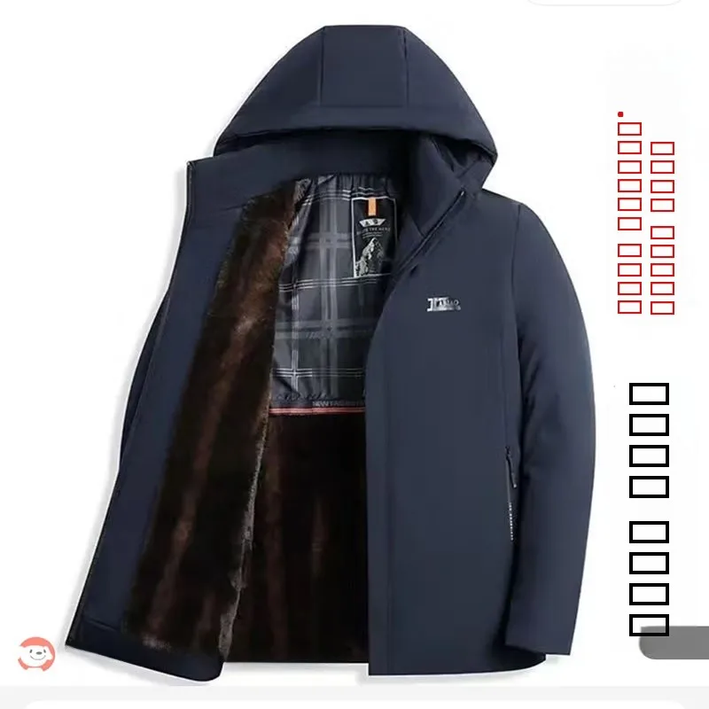 

Men's Fur Lined Parka Jaet Autumn Winter Five Proof Thi Warm Cotton Coat Long Sle Stand Collar Special Wide Fit