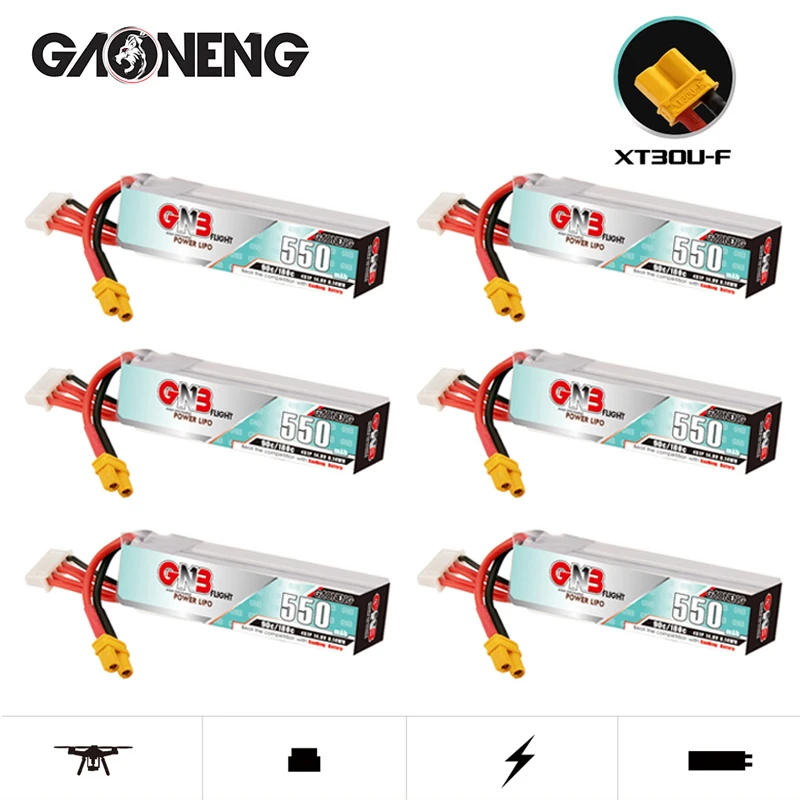 Oryginalny akumulator Lipo GNB 4S 14.8V 550mAh 90C/180C do dronów wyścigowych RC FPV Quadcopter Części do modeli helikoptera Akumulator 14.8V