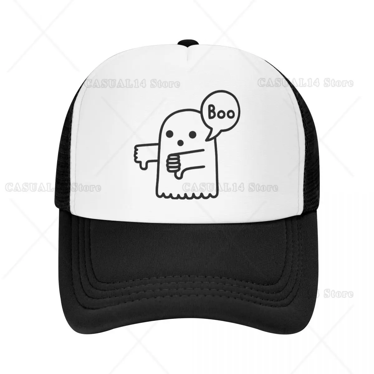 

Ghost Snapback Trucker Hats Men Women Outdoor Halloween Cute Dad Hat Sun Hat Sports Cap Adjustable Mesh Baseball Cap