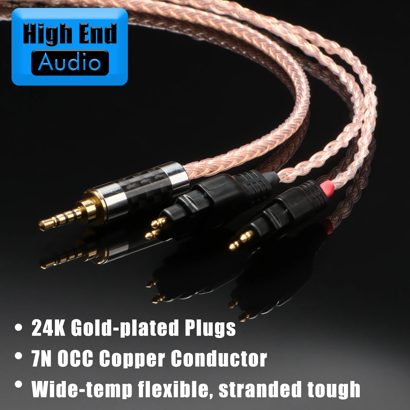 Preffair Hi-End 16 Core 7N OCC Headphone Upgrade Cable with Gold-plated 2.5 3.5 4.4 4pin XLR Plug Audio Cable for HD650