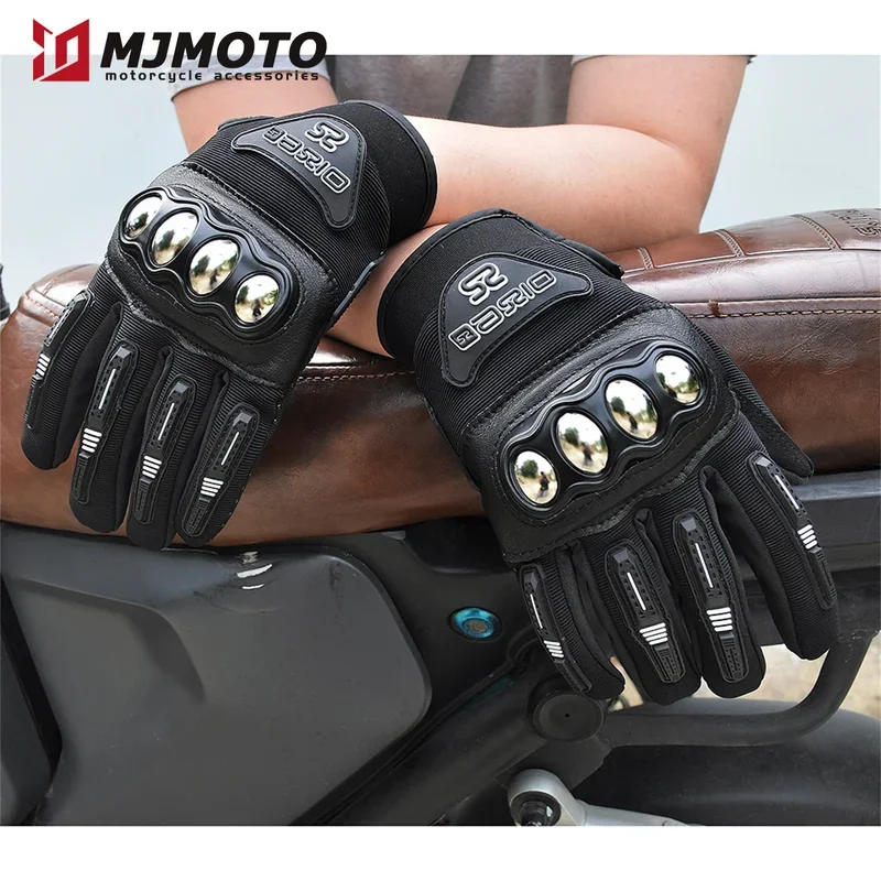 دراجة نارية ركوب الفولاذ المقاوم للصدأ قذيفة حامي قفازات فرط قبضة شاشة تعمل باللمس جميع الأحوال الجوية التهوية تنفس شبكة Luvas