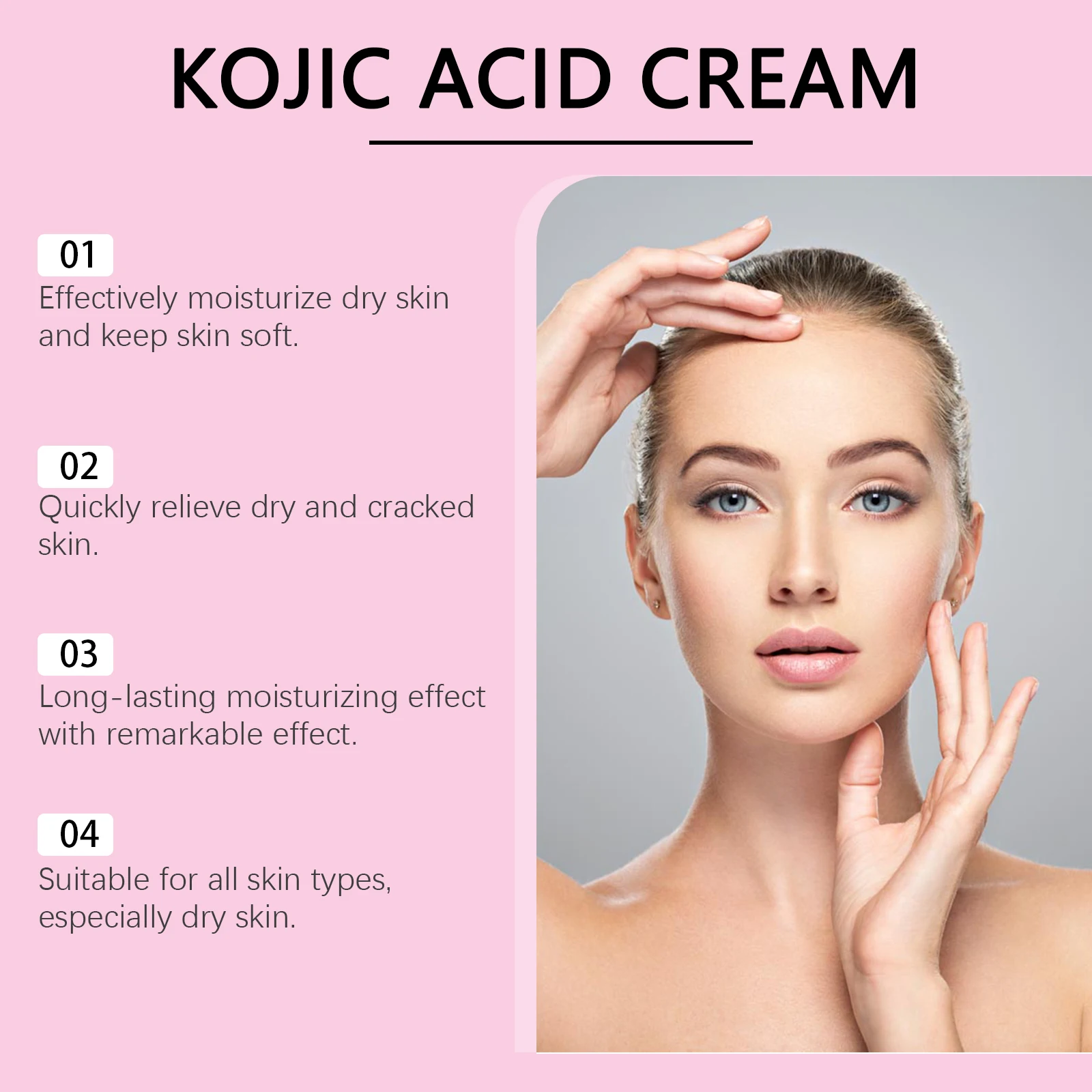 Kojic Acid Brightening Cream Dark Spot Remover Evens Tone Glowing Skin Centella Asiatica Hyaluronic Acid Niacinamide Moisturizer