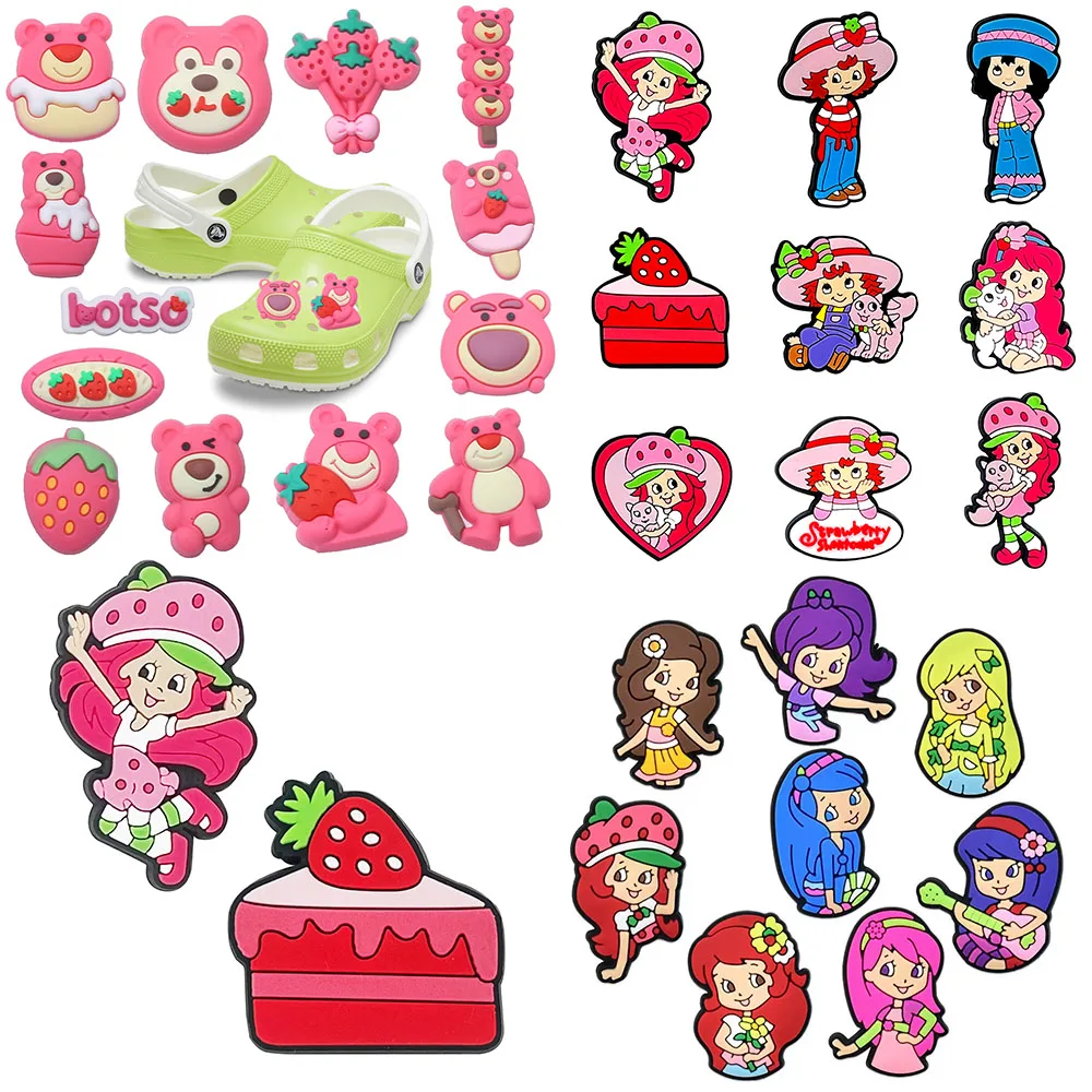 9-100pcs Tot Toys Strawberry Cake Girl Shoe Charms For Sandals,Shoe Decoration Accessories Shoe Pins Great Gift For Men Women