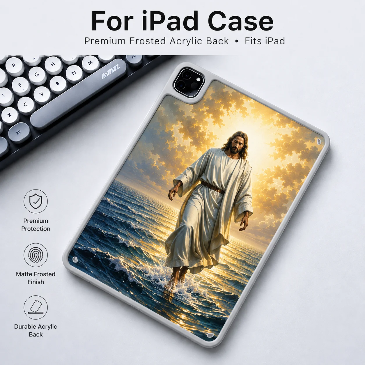 

For iPad Case, Frosted Acrylic Hard Back Tablet Cover With Ocean Sunrise Art Print, Slim Protective Shell, Easy To Clean