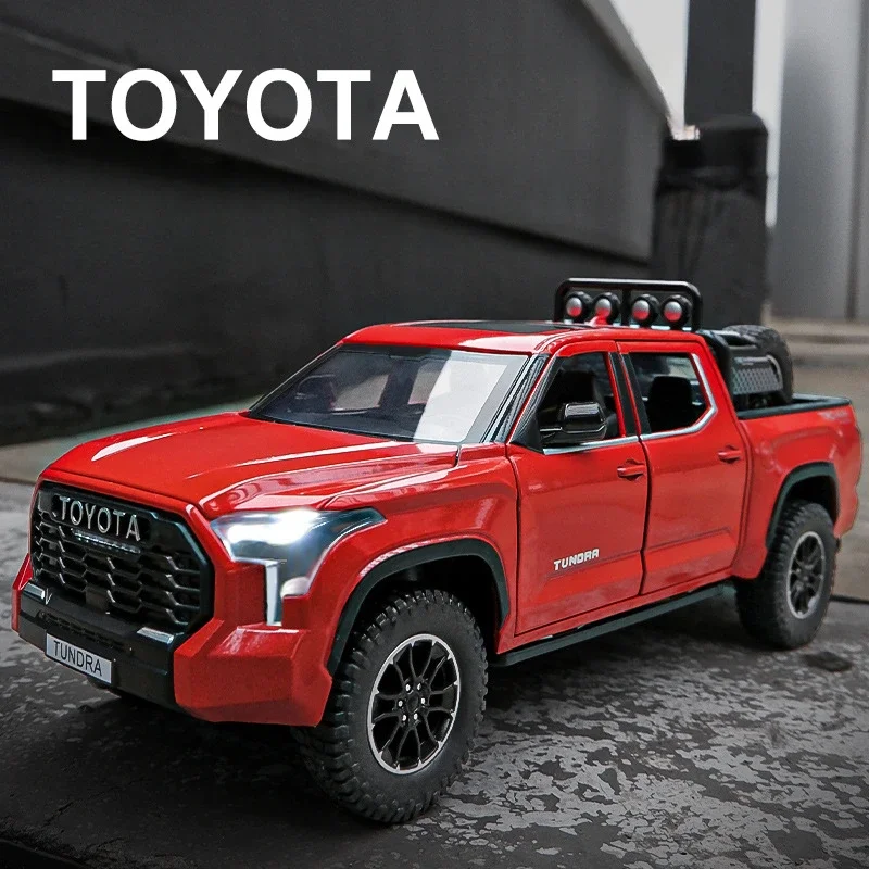 1:24 Toyota TUNDRA Pickup Car Model Collective Metal Vehicle Diecat Car Toy Boy Birthday Gift Sound Light Home Decor 2025