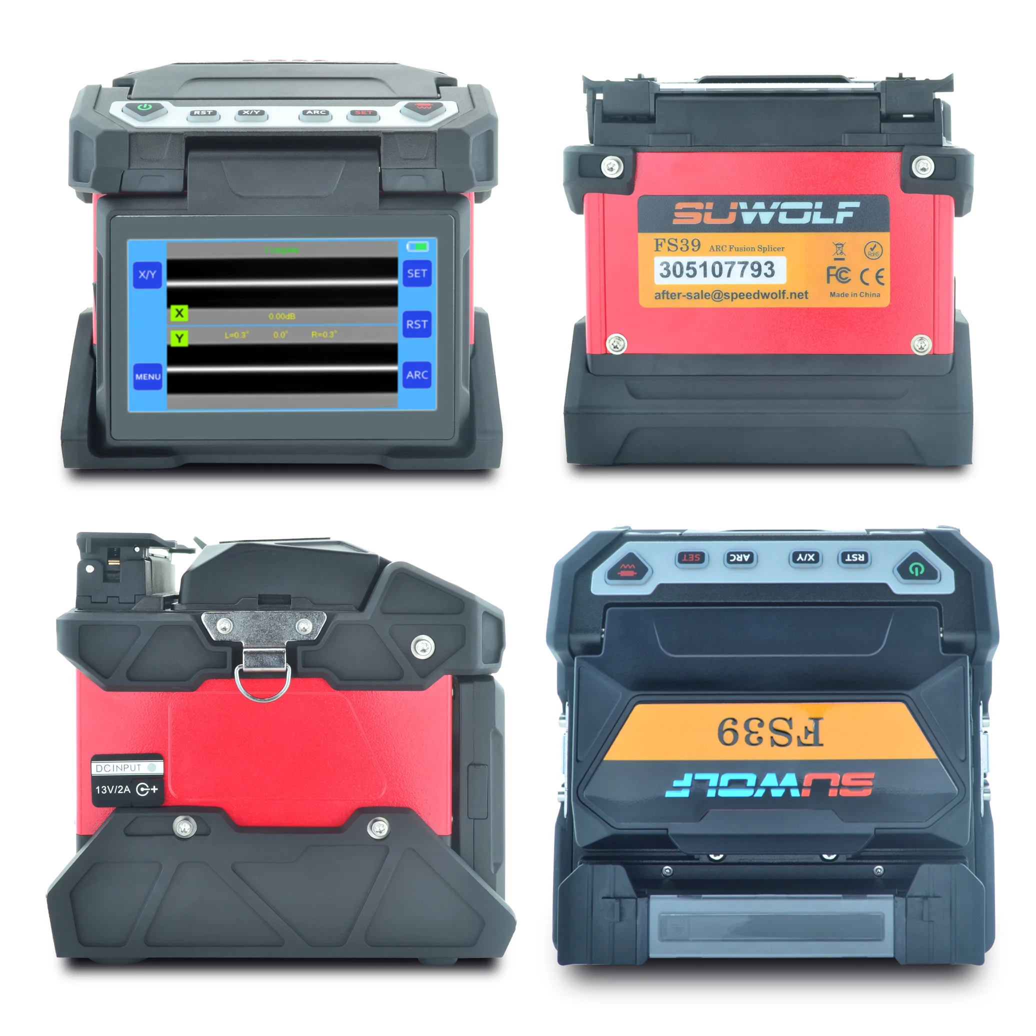 SUWOLF 4.3 "شاشة LCD تعمل باللمس عالية الدقة آلة ربط الألياف البصرية لألياف SM، MM، NZ-DS، EDF مع الألياف الضوئية