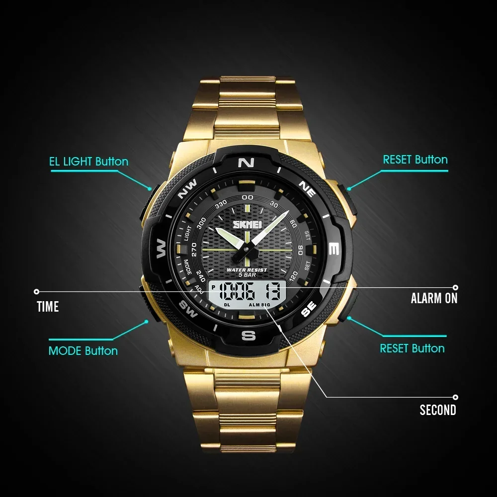 SKMEI Sports Quartz Watch for Men Stopwatch Chronograph Waterproof Man Digital Wristwatches Alarm Clock 1370 Reloj Masculino