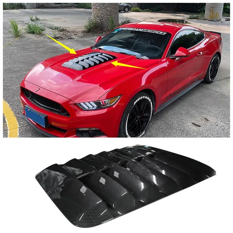 High Quality ABS Black & Carbon Fiber Front Bumper Engine Hood Vent Cover Machine Cover Fits For Ford Mustang GT500 2015-2020