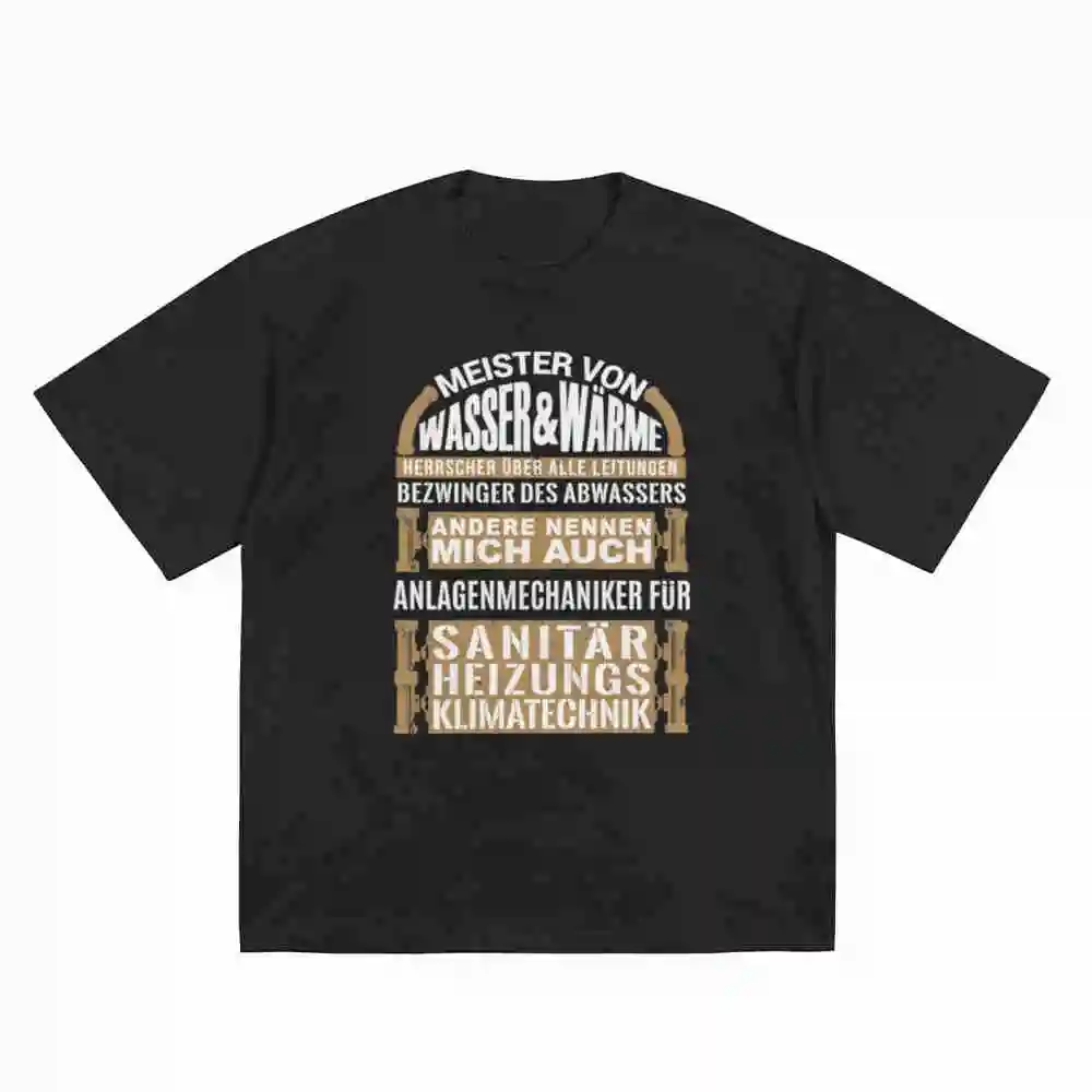 Heating Plumber Meister Short Sleeve Tee 100% Cotton T-Shirt