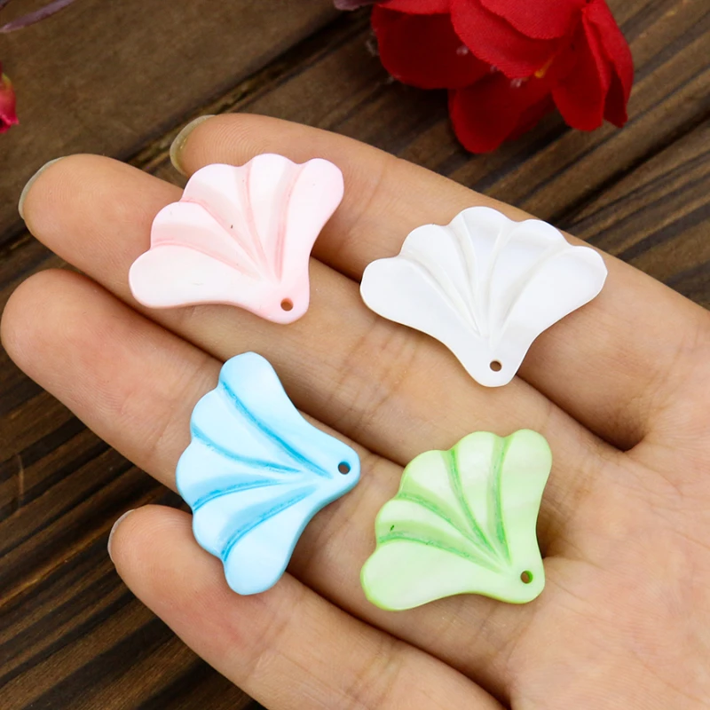 2pcs Natural Shell Gingko Leaf Charms Mother of Pearl Pendant MOP DIY Necklace Earrings Hairpin Dangle Woman Jewelry Making Part