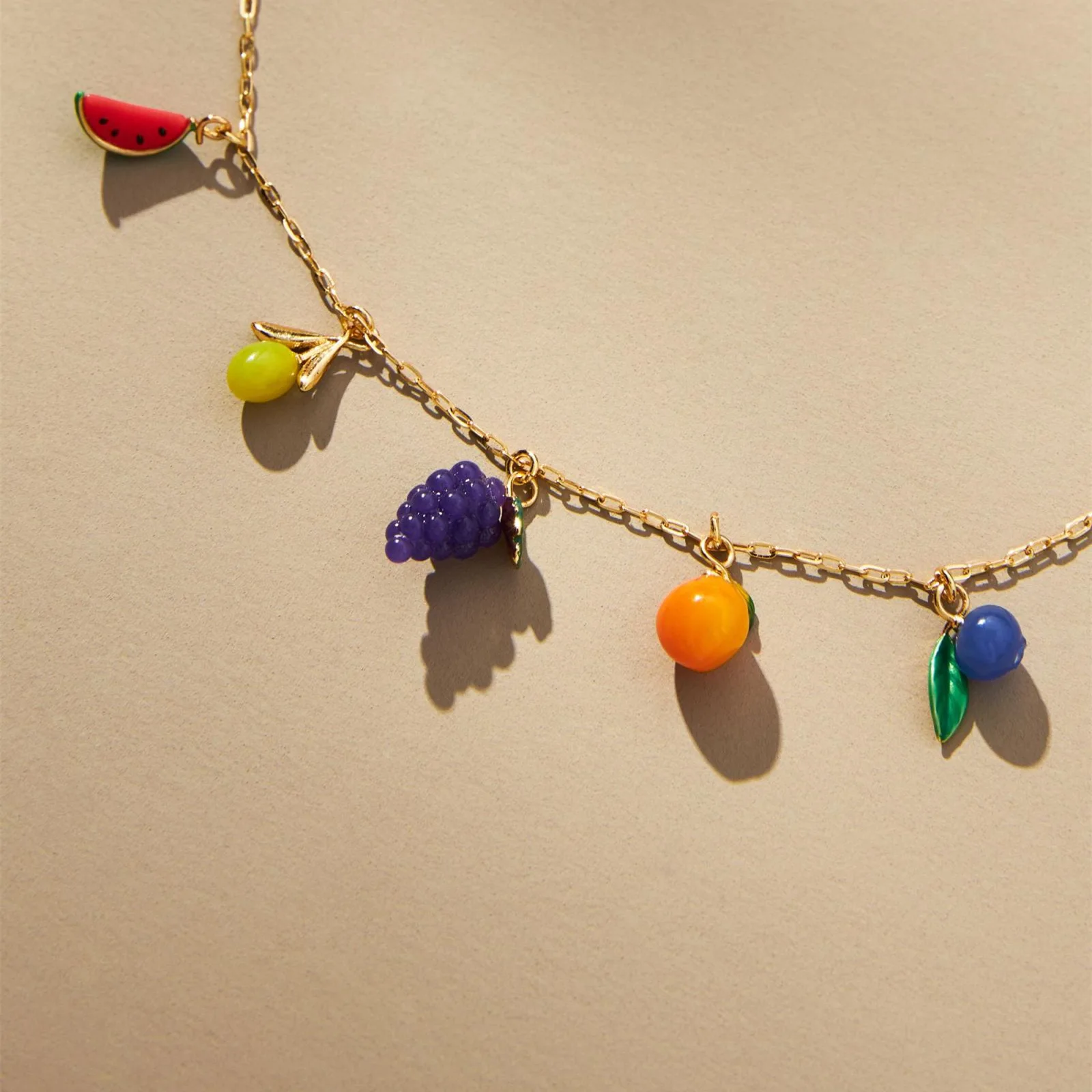 Fashionable and Innovative Style Multi Colored Resin Fruit Beading Necklace UNISEX Fun Cute and Joyful Party Jewelry Necklace
