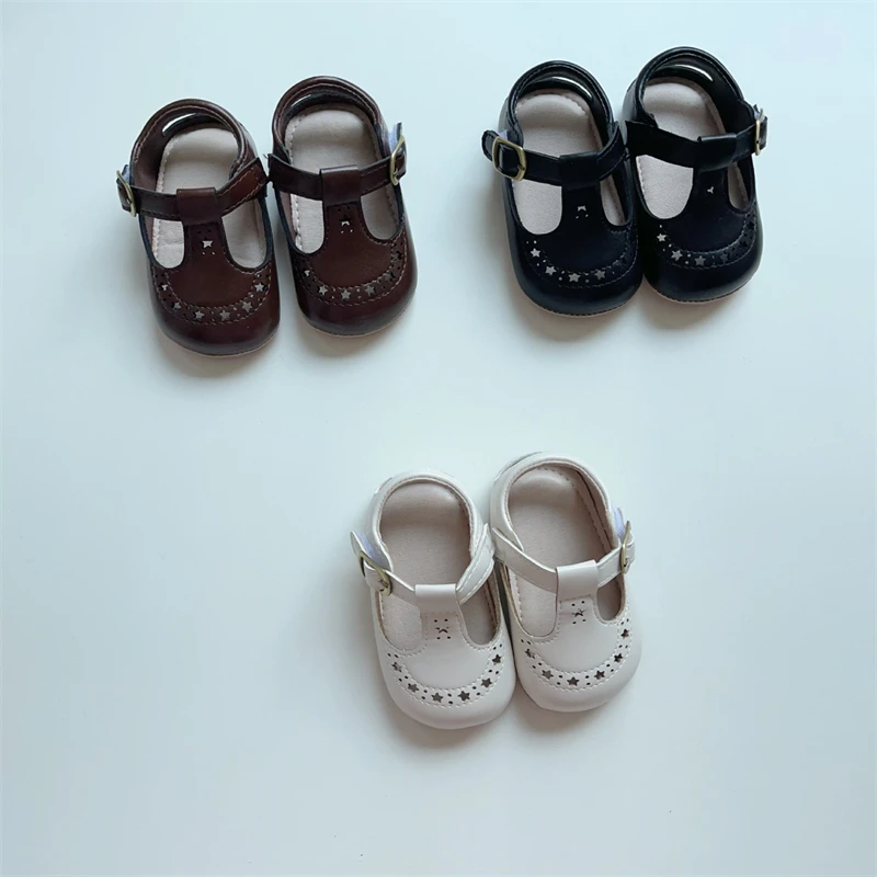Spring Autumn Baby Girls Walking Shoes Retro Style Children Cutout Princess Shoes Soft Soled Non Slip Toddler Kids Infant Shoes