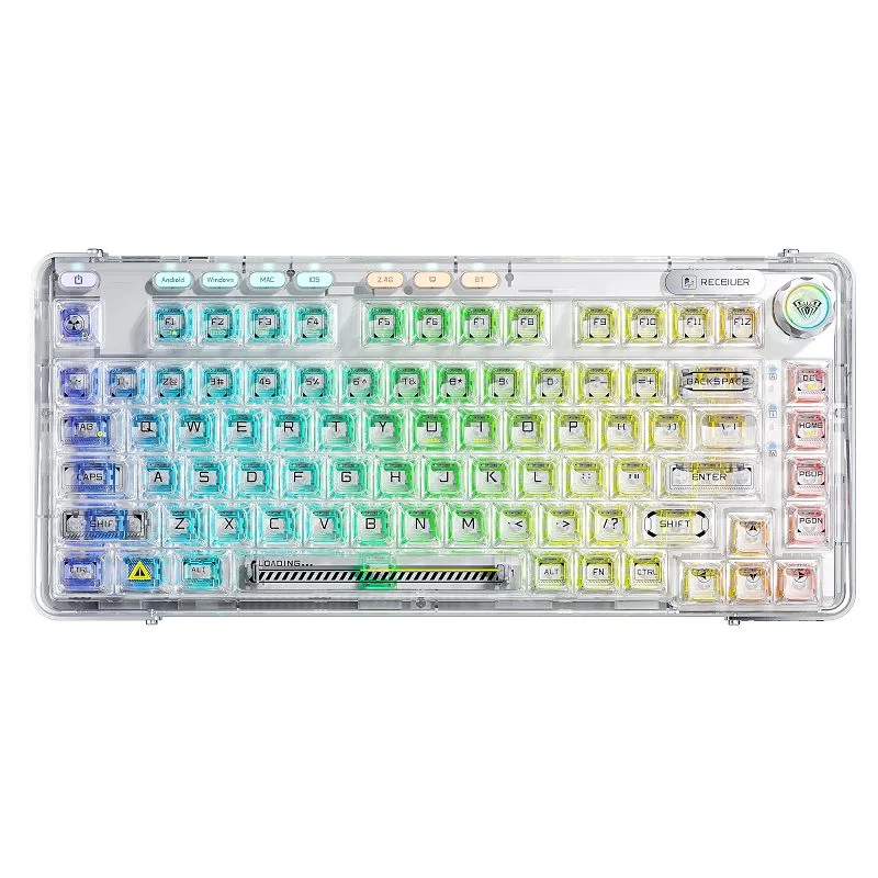 AULA F81 Bluetooth Wireless Mechanical Keyboard Hot Swap Transparent Keys RGB Backlit Custom Gaming Keyboard for Windows/Mac