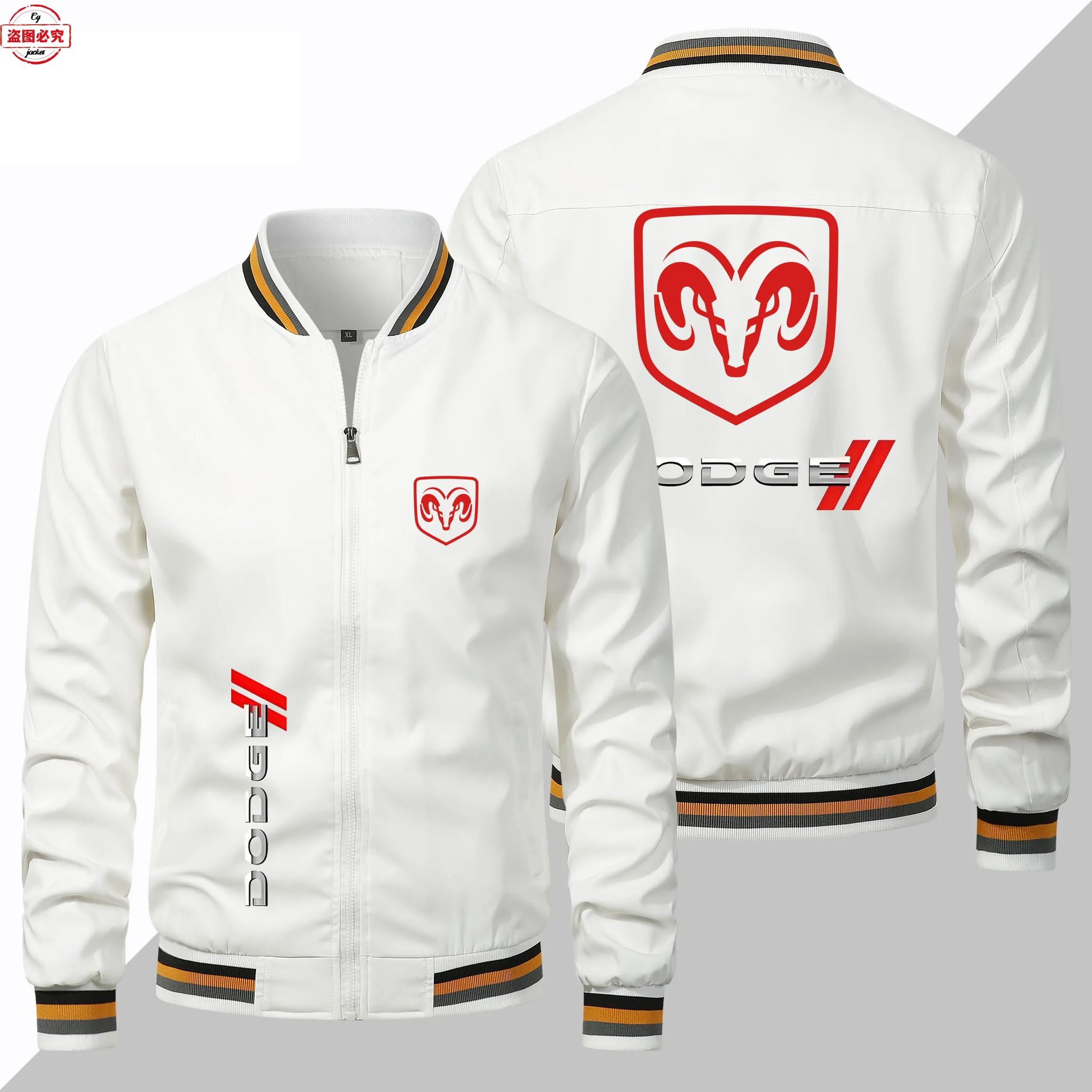 Dodge car logo racing suit jacket loose long-sleeved men's top zipper cardigan stand-up collar jacket work clothes