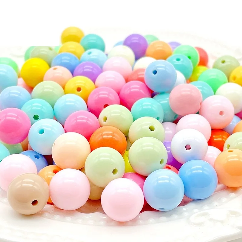 20mm 10pcs Various Colors Chunky Acrylic Round Spacer Loose Beads For Jewelry Making DIY Bracelet Necklace Crafts Accessories