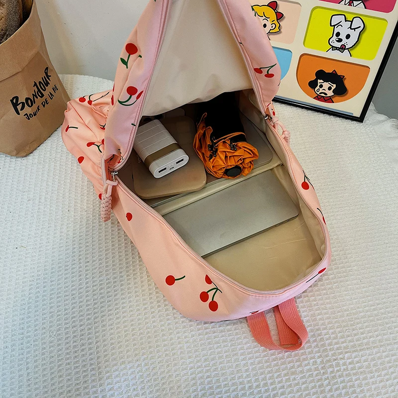 

Three-Piece All-Match School Bag with Lunch Bag & Pencil Case Kawaii Nylon Backpack Large Capacity School Outdoor Backpack