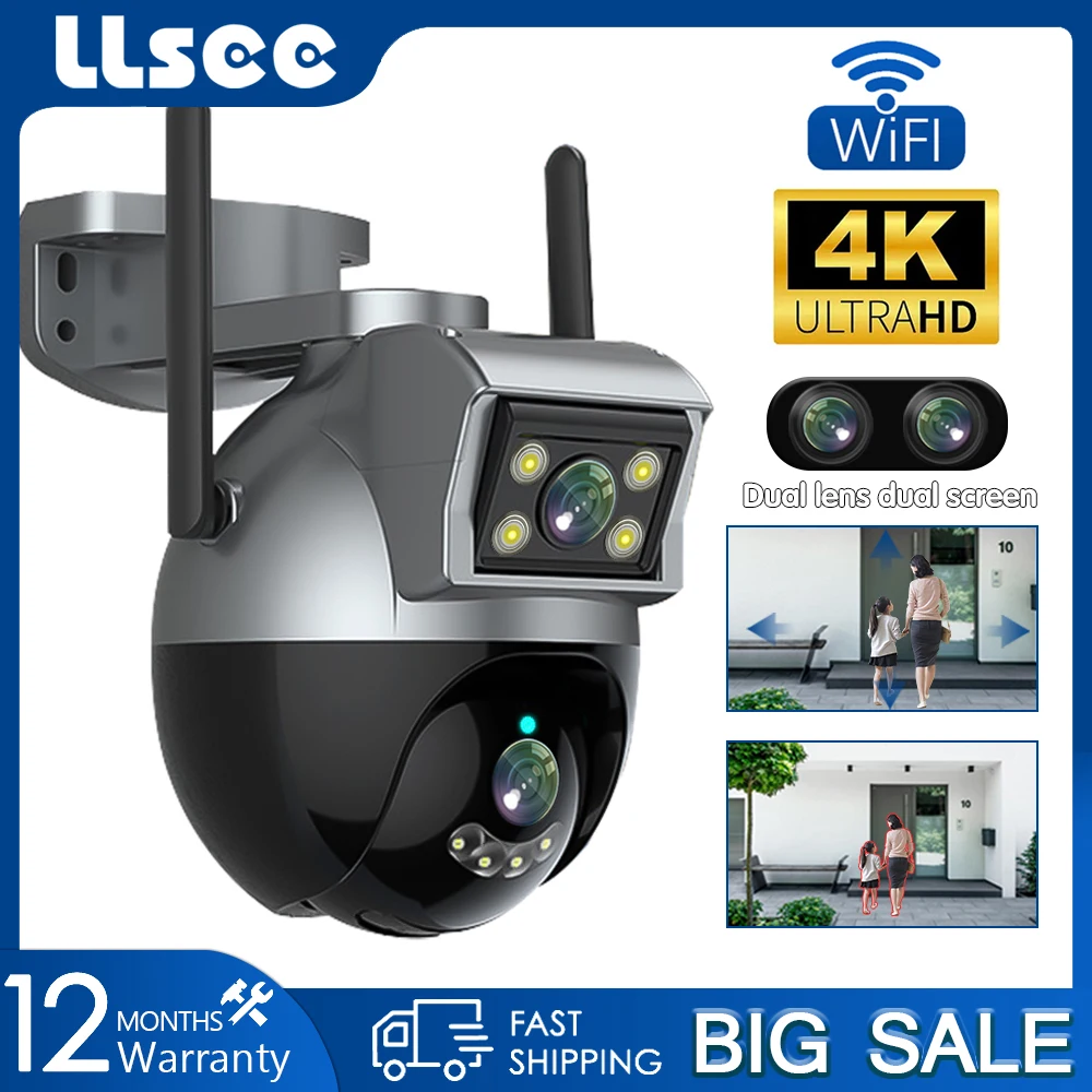 LLSEE 4K 8MP , IP security camera, outdoor wireless WIFI surveillance camera, full color, AI tracking, two-way call