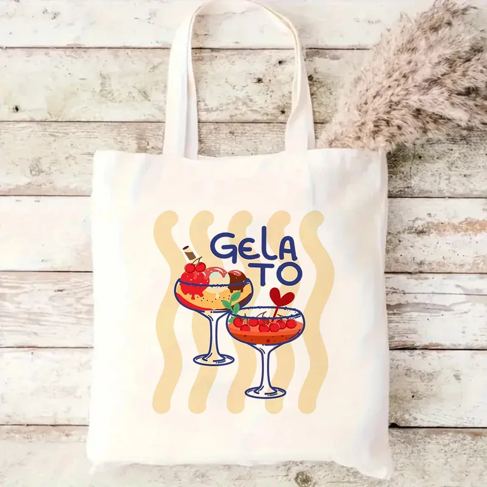 Salty Babe Beach Theme Print Canvas Tote Bag Starfish Cocktail Graphic Reusable Shopping Shoulder Bag Summer Women Handbag