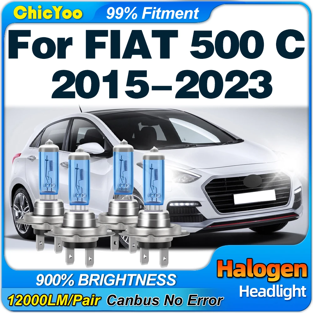 

Super Bright Halogen Headlight Bulbs 200W Car Halogen Lamps 12V 6000K White For FIAT 500 C 2015-2018 2019 2020 2021 2022 2023