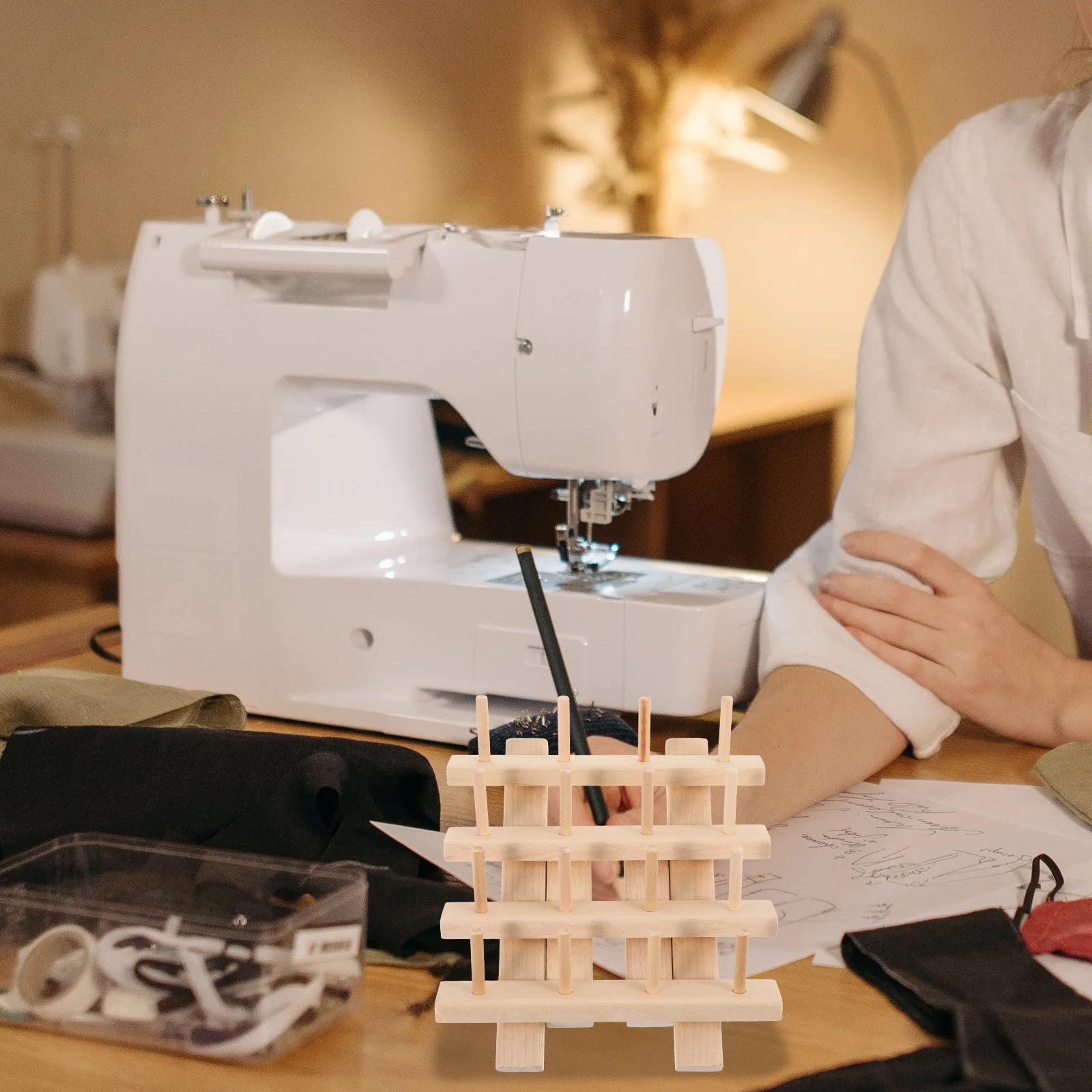 

Wooden Thread Organizer Sewing Thread Holder Spool Rack Easy Storage Stand Multifunctional Craft Tool Small Spool Rack