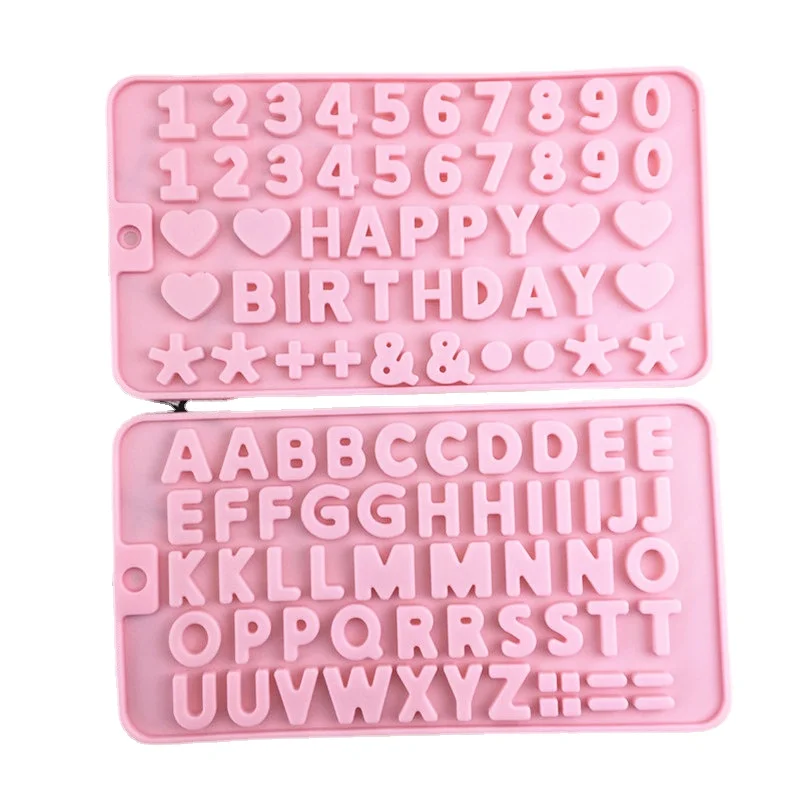 Numeric Letters Happy Birthday Flip Sugar Mold Silicone Chocolate Modeling Mold DIY Baking  Tool