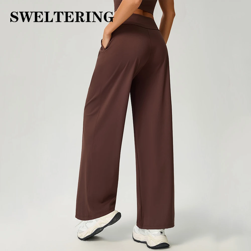 Wide-leg Yoga Pants Women's High Waist Fitness Flared Pants Breathable Workout Sports Pants Female Gym Yoga Bell Bottom Trousers