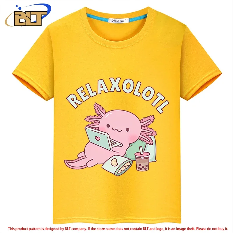 Śliczny relaksuje dużo Axolotl zabawny kalambur dzieci t-shirt letnie dziecięce bluzki z krótkim rękawem dla chłopców i dziewcząt