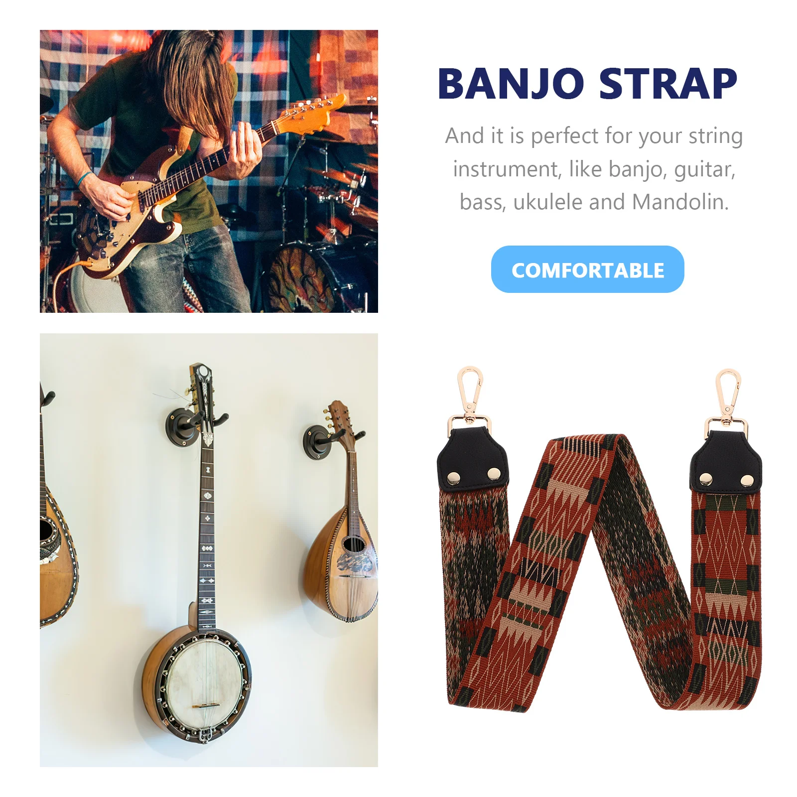 

1pc Guitar Shoulder Strap Creative Roman Embroidery For Acoustic Electric Bass Classical Guitar Banjo Instrument Accessory
