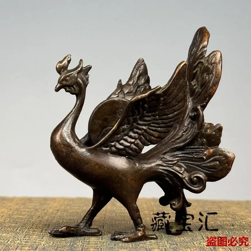 Patinated Phoenix Nirvana Divine Bird Old Collection Ornament Rich Peacock Opening Desktop Decor Craft Statue for Home