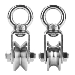 Reliable Swivel Pulley Silent 304 Stainless Steel Duplex Bearing Swivel Pulleys Roller Excellent Durability Wheel Drop shipping