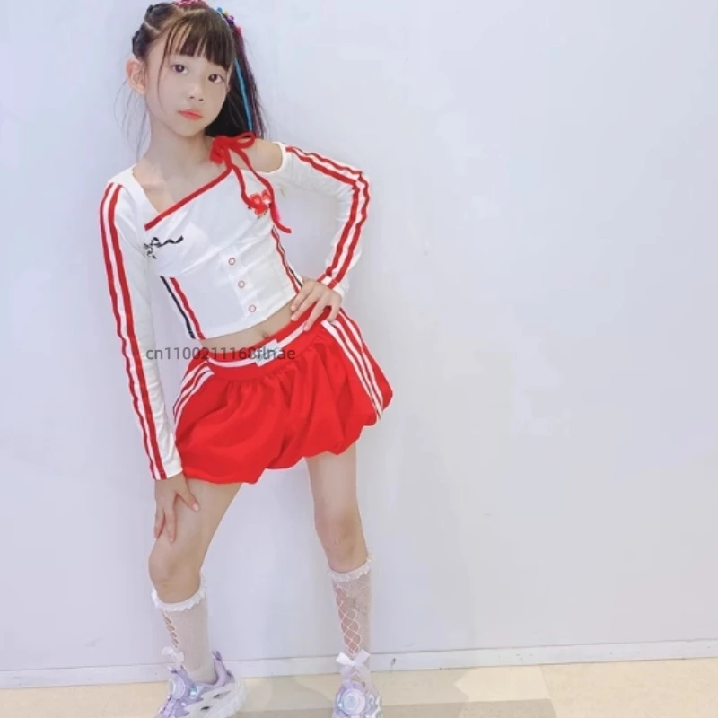 Costume da ballo jazz per ragazza, costume da spettacolo di moda per danza di strada per bambini, set di costumi per spettacoli di passerella per studenti