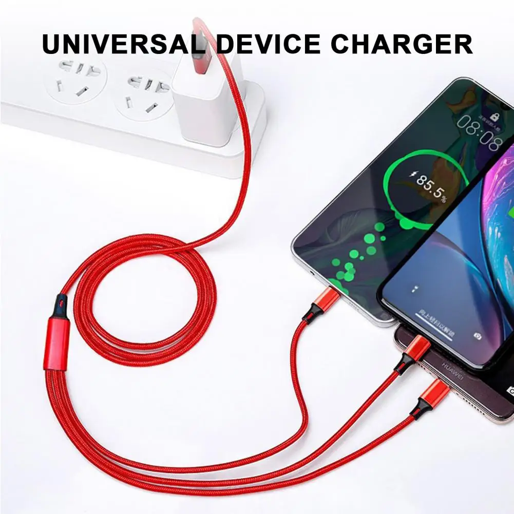 Reinforced Charging Cable Reliable 3-in-1 Fast Charging Cable Nylon Braided Durable Tangle-free Type-c/micro for Mobile Supplies