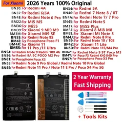 For Xiaomi Redmi Note Mi 4A K40 5 5A 5S 6 6A 7 8 8T 9 9A 9C 9S 9T 10 10S 10X 11 11S SE Poco F1 M2 M3 F3 X3 4X Plus Pro Battery
