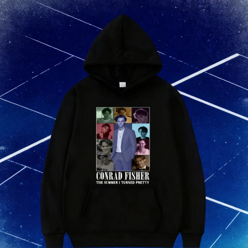 2025 الخريف/الشتاء خمر كونراد فيشر 100% القطن مطبوعة هوديي فريق كونراد ابن عموم الشاطئ فيلم الرجال الموضة القوطية عادية #1