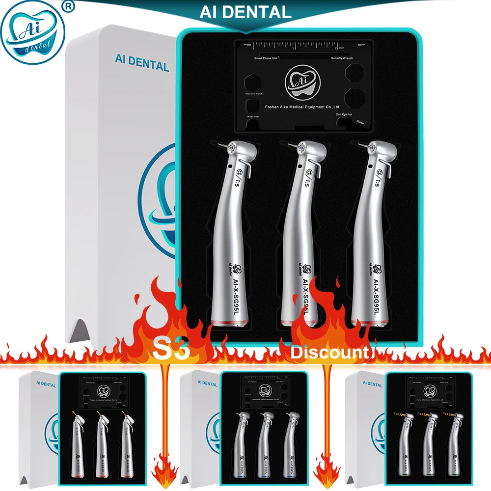 

S3 Discount Package Series LED Dental Surgical Implant Handpiece with Contra Angle Low Speed E-Type Coupler Max Torque 80Ncm