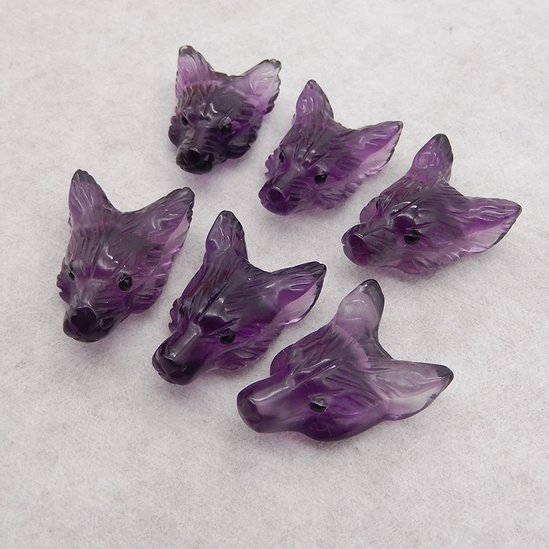 Handmade Jewelry Wolf Head Pendant Bead,Piezoelectric Quartz Animal Pendant DIY Jewelry Necklace Accessories 29x20x12mm 7g