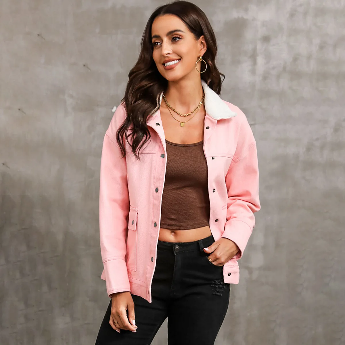 

Shiying женская однотонная джинсовая куртка с длинным рукавом, повседневная куртка с лацканами в европейском и американском стиле, осенняя новинка, горячая распродажа