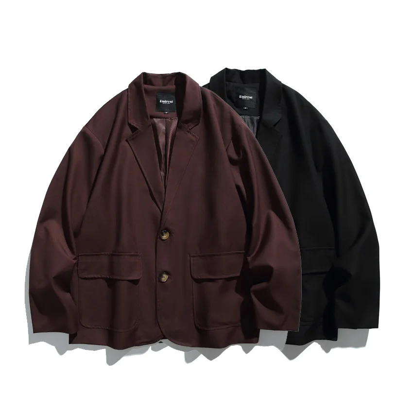 

Fashion Retro Casual Blazer Men Japan Korean Streetwear Fashion Loose Causal Suit Jacket Blazers Cityboy Spring Autumn Coat