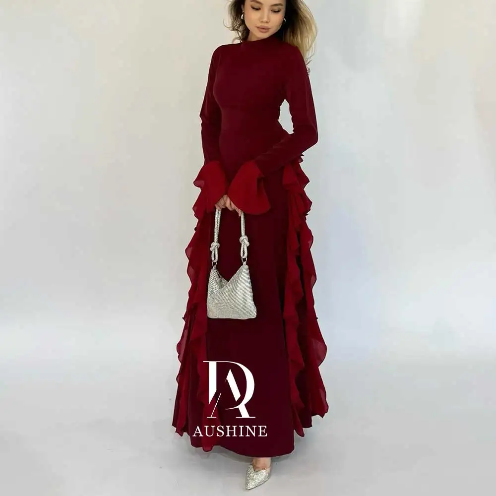 

Aushine Dress Luxury Birthday Evening Dress Ankle Length Full Sleeves Summer Elegant Wedding Party Gowns For Women Arab 2024Fu