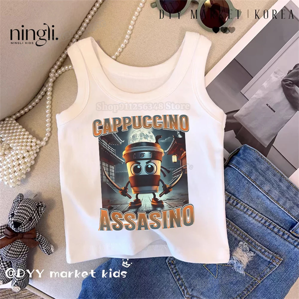 

Забавные итальянские майки с принтом мозга для детей Tralalero Tralala Tung Tung Sahur Bombardiro Crocodilo Brr Brr Patapim Tee