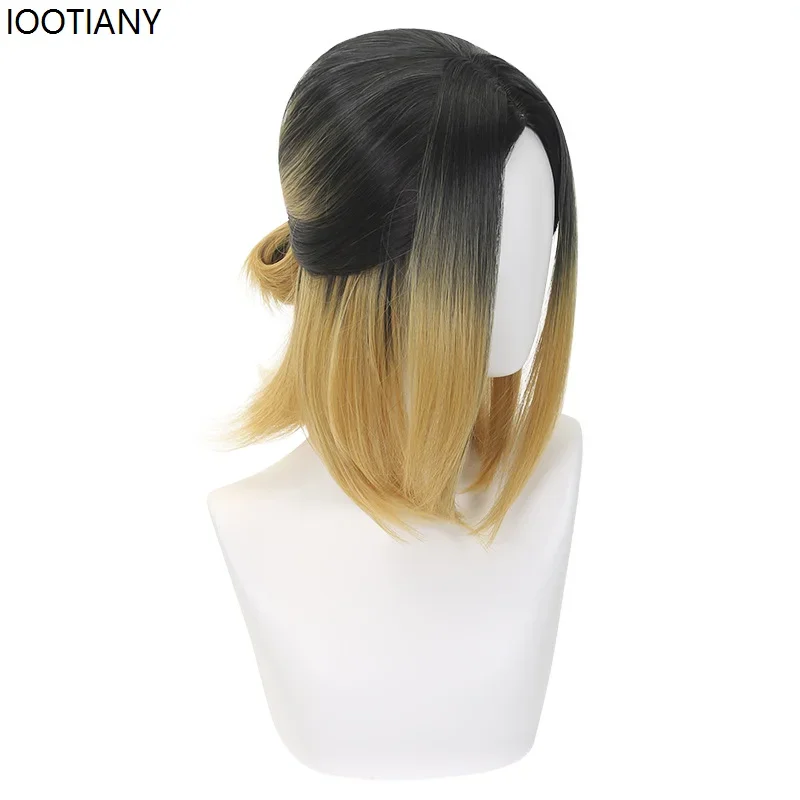 CosplayHalloween أنيمي كينما كوزومي شعر مستعار تأثيري شقراء مصبوغ أسود محاكاة مقاومة للحرارة الشعر الاصطناعية عطلة حفلة نصف Ti