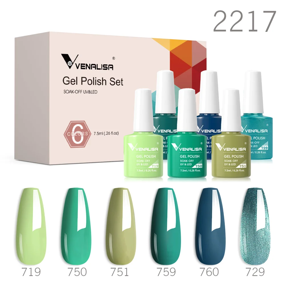 6pcs/kit VENALISA Valentijnsdagcollectie Mooie roze nagels HEMA GRATIS TPO GRATIS Losweken UV LED Semi-permanente set Gellak