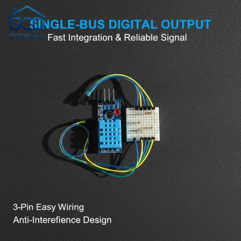 DHT11 Temperature Humidity Sensor Single-Bus Wide Measuring Range Customizable Cable for Agricultural DIY Monitoring Projects