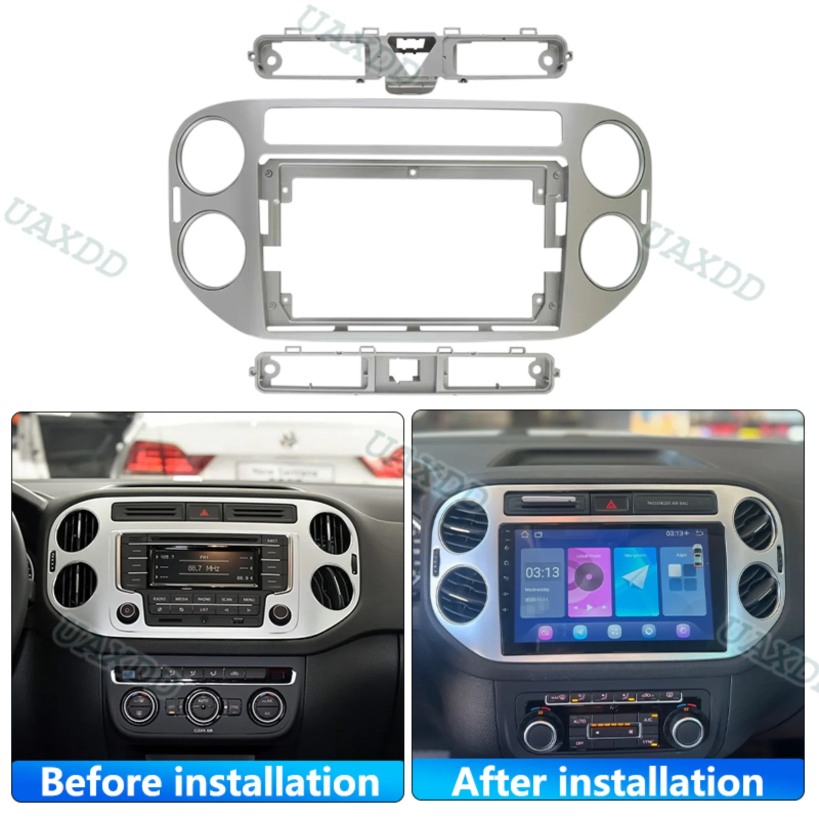 2 Din Car CD Radio Fascia Frame 9 INCH Kit for Volkswagen Tiguan 2010-2015 Android Player Adapter Cover Stereo Panel Beze canbus