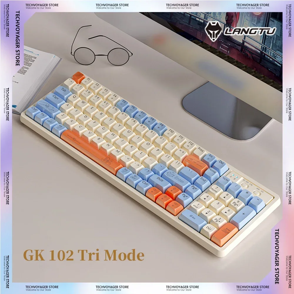 Langtu GK102 Mechanical Keyboards 102 Keys Multi Color Light Up Key Bluetooth Wireless Gaming Keyboard Computer Customize Gifts