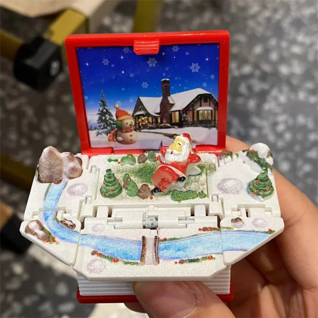 Romantic Christmas Gift Foldable Magic Book Keychain Santa Claus Bag Ornament Stress Relief Toys Pop Up Portable Pocket Game