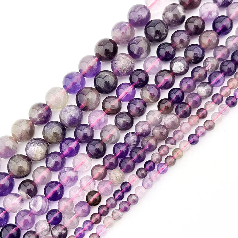 

Natural Fluorite Purple Round Stone Beads Loose Spacer Strand 15Inches 6mm/8mm/10mm For DIY Jewelry Making Necklace Bracelet